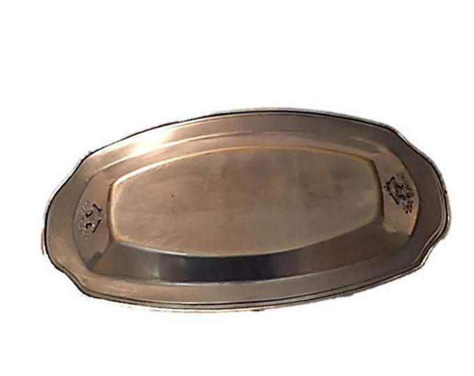 Rare 1940's Danish Tray - Antique Holloware Bread Tray with Floral Design - Retro Metal Tray,