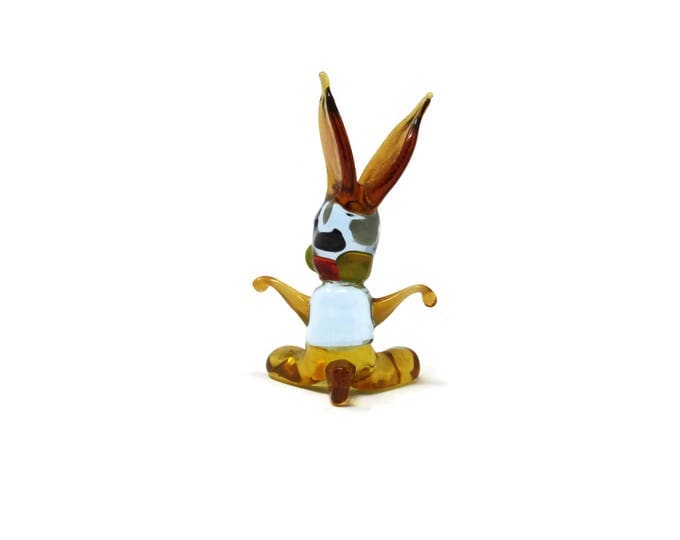 Vintage Art Glass Jack Rabbit - Amberina Blown Glass Bunny - Art Glass Rabbit Brown Orange Figurine - Animal Sculpture Miniature Dollhouse