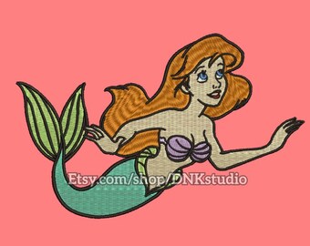 Disney Princess Ariel Little Mermaid Embroidery Design - 4 Sizes - INSTANT DOWNLOAD