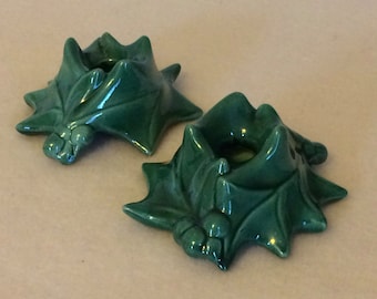 Vintage Holly Candle Holders