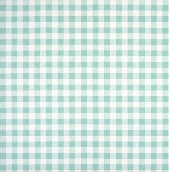 Aqua Blue Gingham Check Fabric by the Yard Designer Cotton