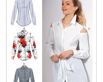 McCall's Pattern M7546 Misses' Shirts with Optional Attached Sash