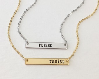 Resist Necklace, Women's March Necklace, Political Necklace, Anti Trump Necklace, Women's Rights, Civil Rights, Feminism Feminist Jewelry