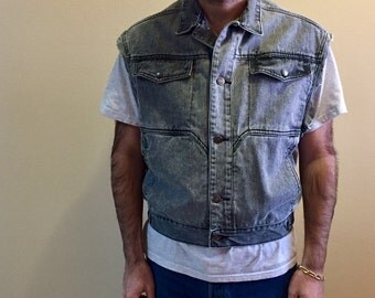 Vintage Calvin Klein Cut off sleeves denim vest Mens // Size M