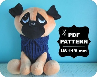 French Two Needle KNITTING PATTERN / Digital Download / #9 / Knitted Dog Sweater / 8, 10, 12, and 14 inches (back) / US11 / 8mm