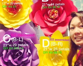 DIY Kit Giant Paper Cardstock Flower Blooms Decor Party Backdrop