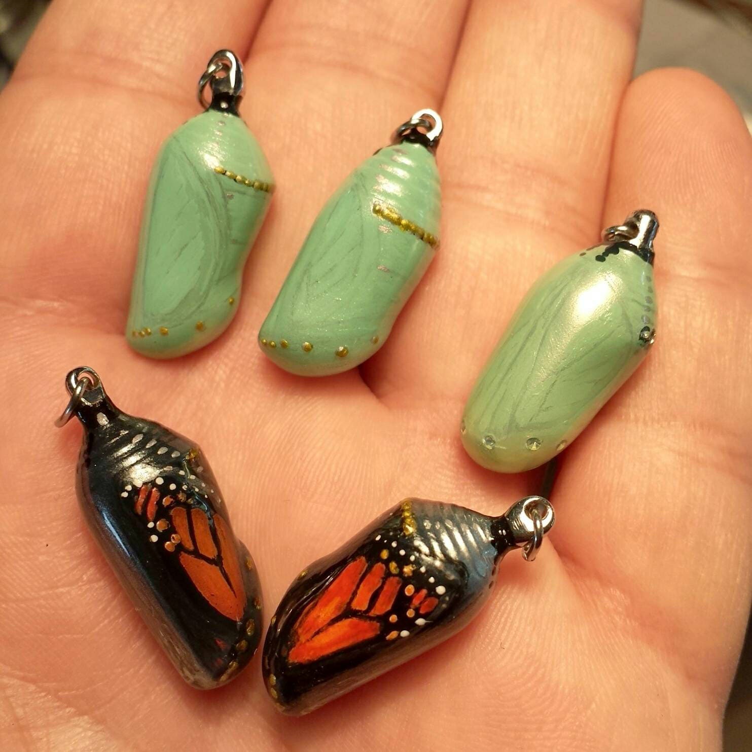 Monarch Butterfly Chrysalis Pendants