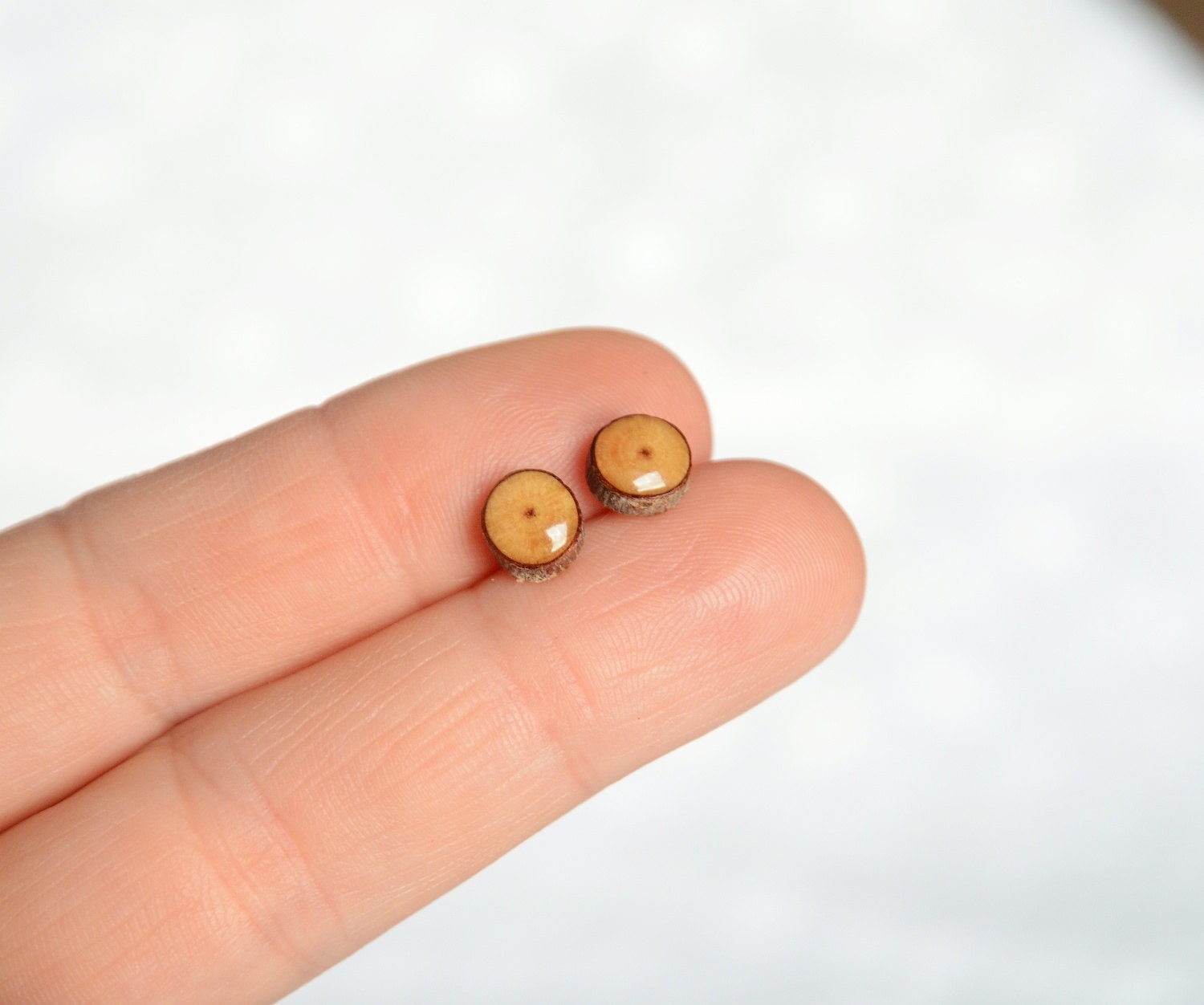 Wooden earrings wood stud earrings natural by MyPieceOfWood