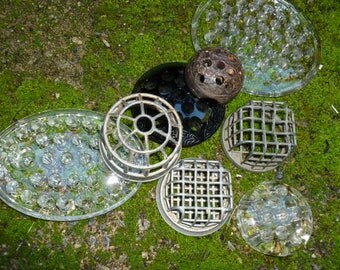 Group Of Vintage Flower Frogs / Lot Of 8