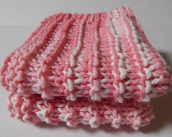 Cotton Dishcloths, Pink Dishcloths, Knit Dishcloths, Knitted Dishcloths, Hand Knit Dishcloths, Kitchen Cloths, Dishrags