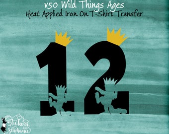 v50-Ages Black & Gold Vinyl IRON ON 1 2 with Max cutout Where the Wild Things Are Heat Applied T-Shirt Fabric Transfer Decal