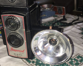 Vintage Imperial Deluxe Twin Lens Reflex Camera With Flash Attachment