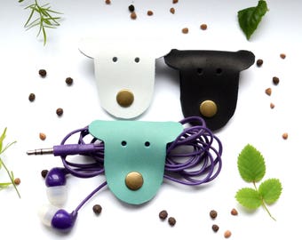 Cord holder cord organizer earbud holder leather Travel Gift