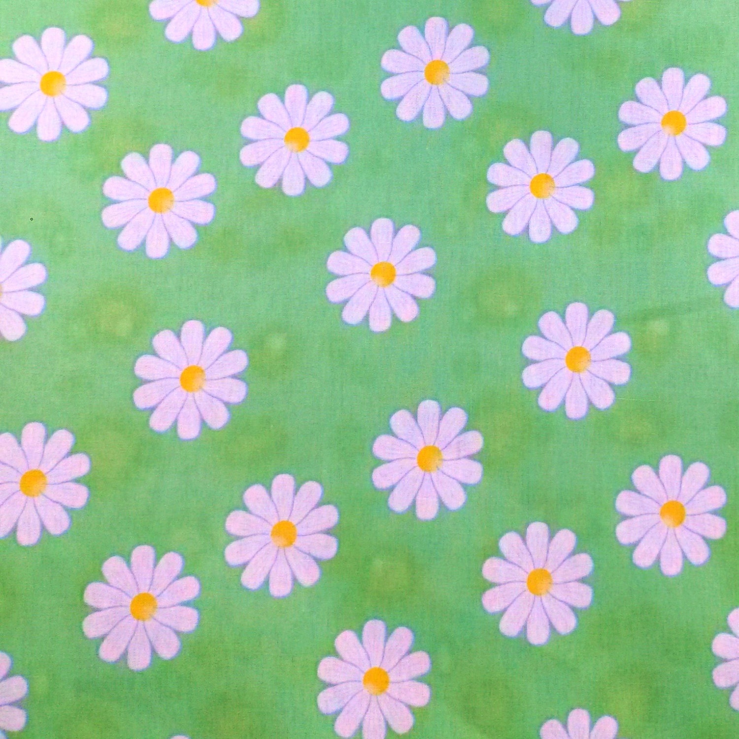 Daisy Flower Cotton Fabric Daisies on Green 100 Cotton