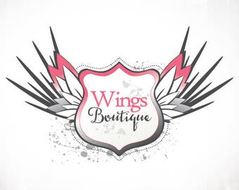 Premade Logo Design • Wings Grunge Shield
