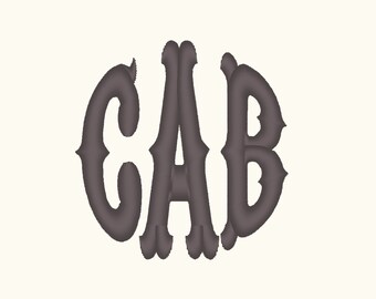 Circle Monogram, rodeo circle Baby Boy Western Embroidery Font Machine Embroidery assorted sizes, Circe frame and complete 3 letter monogram