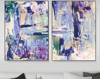 Abstract Art Print Set, 2 Purple Abstract Art, Digital Downloads, Printable Abstract, instant download, Large Abstract Art A2 size, Art set