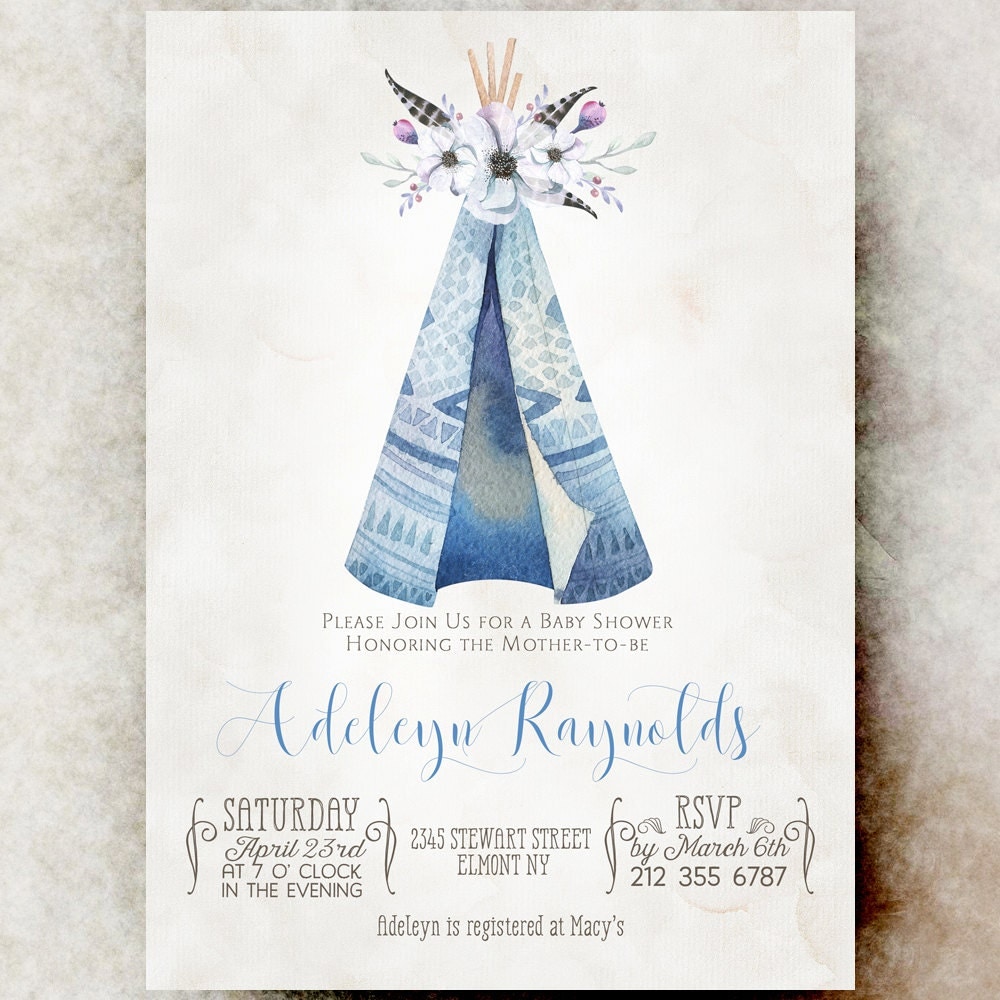 Boho Baby shower invitation boy baby boy shower invitation