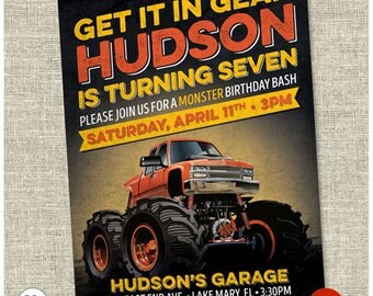 Monster Truck Birthday Invitation - Boy Monster Truck Birthday Invite - Printable