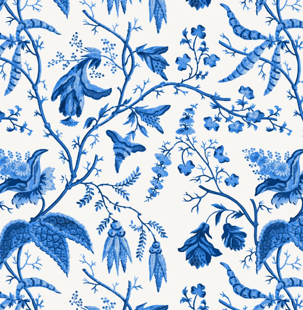 Chinoise / Blue Repositionable Peel ’n Stick Wallpaper