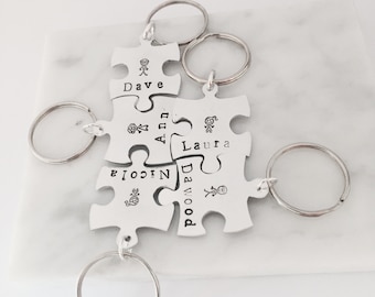Jigsaw keyring - puzzle keyring- family keychain - personalised keyring - name keyring - personalised keychain - personalized key chain -
