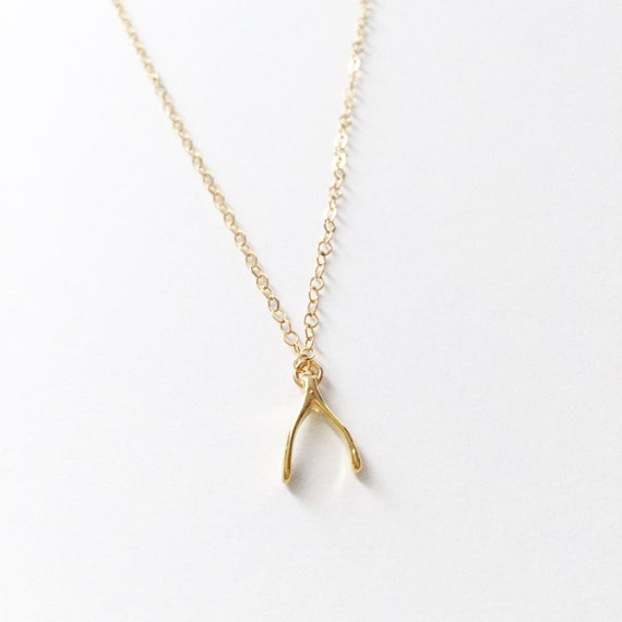 Wishbone Necklace / 14k gold filled / Sterling Silver / gift