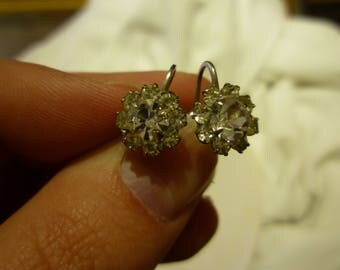 F86 Vintage Sterling Silver with Clear Rhinestones Screw Back Earrings.