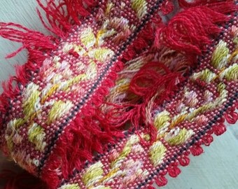 2.36 Mtrs of 19thC Antique French Stylised Tapestry Wool Passementerie Trim,French Galon,perfect for Vintage French Restoration Projects