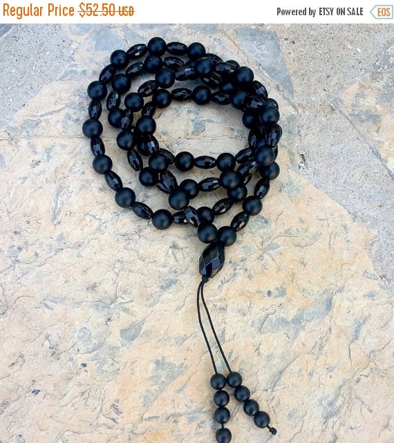 HOLIDAY SALE Mens Black Onyx Beaded Necklace by BohemianChicbead