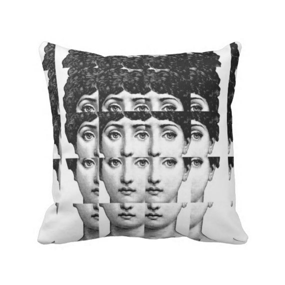 Fornasetti Face Throw Pillow Modern Geometric Black and White