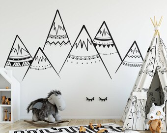 Tribal Mountains Wall Decal - Mountain Decal, Woodland Nursery, Tribal Wall Decals, Woodland Decal, Tribal Nursery Decal, Mountains Nursery
