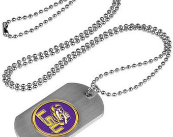 LSU Tigers Stainless Steel Dog Tag Necklace