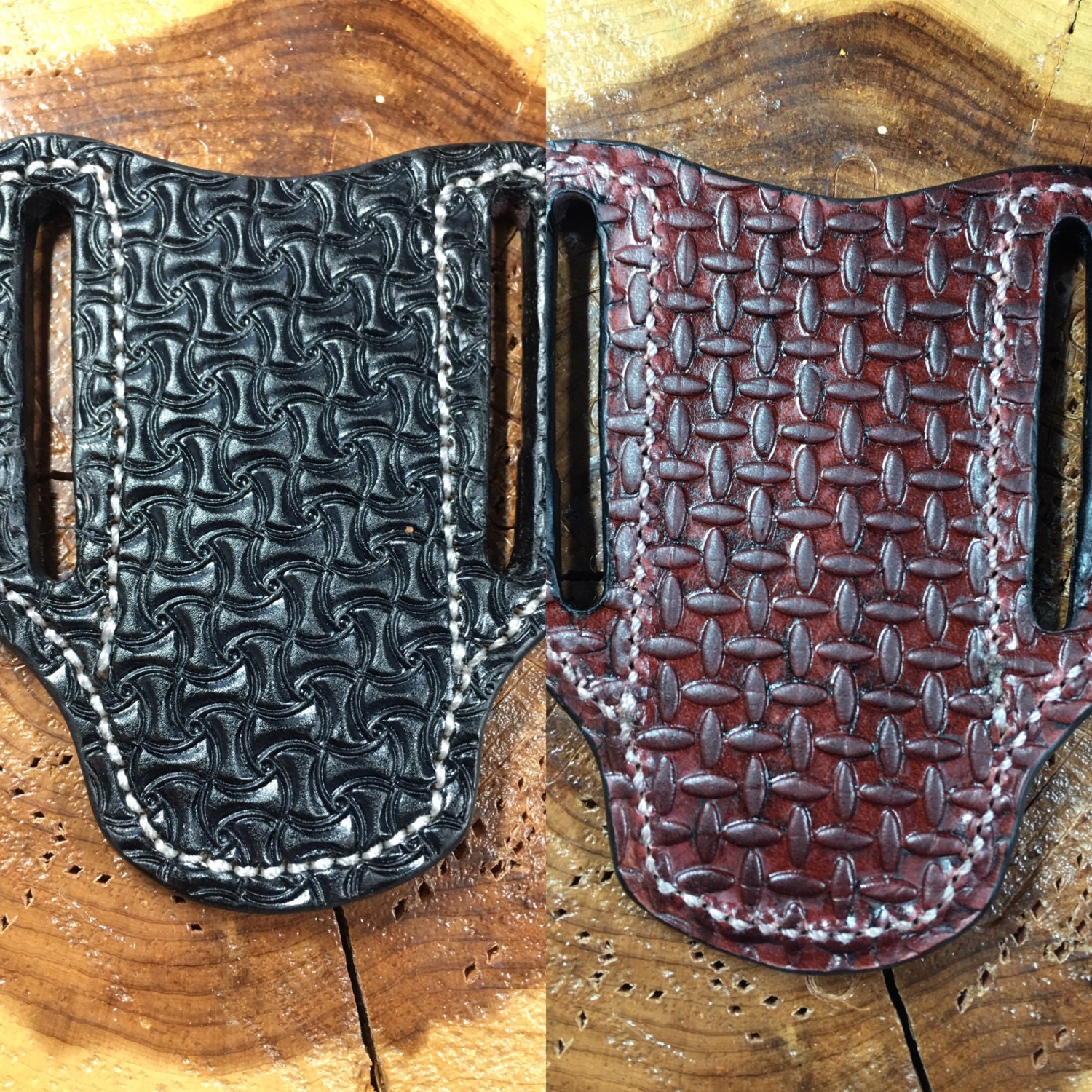 REVERSIBLE Knife Belt Sheath / Pancake Knife Sheath / Stamped