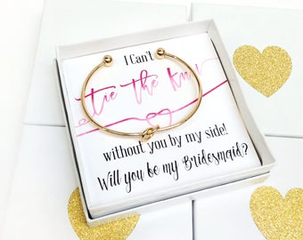 Bridesmaid Gift Bracelet, Will You Be My Bridesmaid Gift,Tie the Knot Bracelet Rose Gold, Bridesmaid Gift Jewelry, Bridal Jewelry