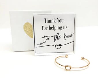 Thank You For Helping Us Tie the Knot Bracelet, Rose Gold, Gold, Silver Love Knot Bracelet, Bridesmaid Gift, Bridal Jewelry, Will You Be My
