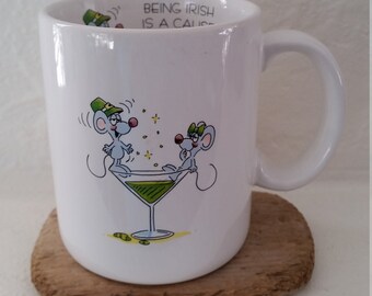 Irish Mug Drunk Mouse Leprechaun Mug Mouse Mug Irish Coffee Mug Being Irish Quote Irish Mice on Martini Glass