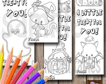 instant download halloween bookmarks pumpkin boo class treats print at home - Halloween Bookmarks To Color instant download halloween bookmarks pumpkin boo class treats print at home - Halloween Bookmarks To Color