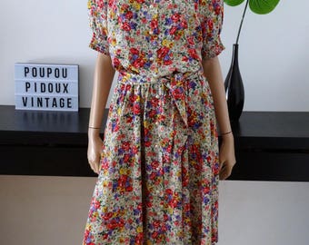 Robe vintage fleurie VIRGINIE Made in France taille 36 / uk 8 / us 4