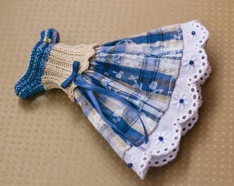 Romantic Blythe dress, blue, cream and white
