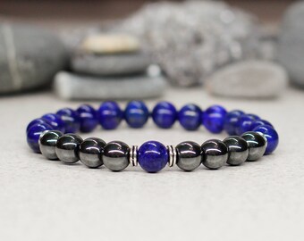 Men bracelet-for-him birthday gift-for-boyfriend gift men gift Gemstone bracelet Blue bracelet Reiki jewelry Fashion jewelry-for-men jewelry