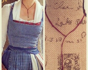 Beauty and the beast necklace - Emma watsons Belle's choker lariat - red rope necklace movie 2017 replica - childs version or petite woman
