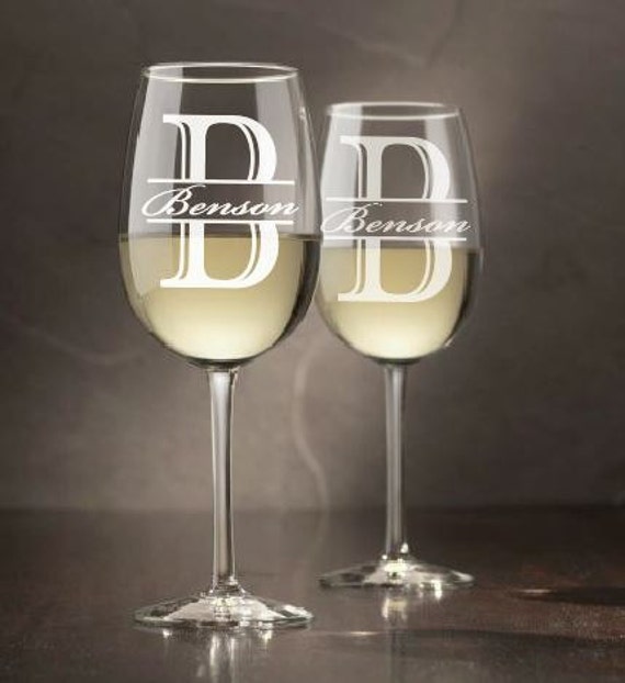 Monogram Wine Glasses Set of 4 custom wine