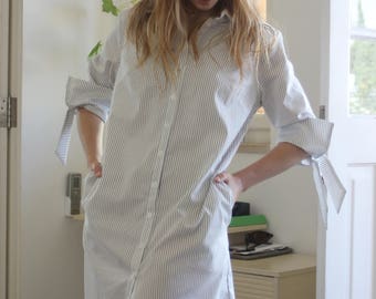 Linen shirt dress, Stripe tunic dress, Shirt striped dress, Linen summer dress, Striped spring dress, Striped dress, Loose dress