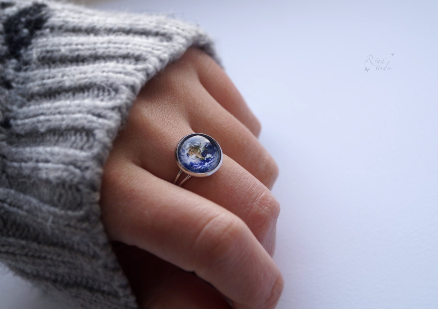 Earth Ring Adjustable Planet Ring Galaxy Jewelry Space Ring