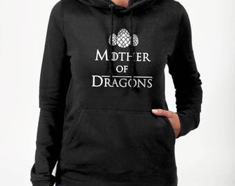 Mother of Dragons Hoodie in Black, Game of Thrones inspired Daenerys Targaryen printed Hoodie, gift for Game of Thrones fans