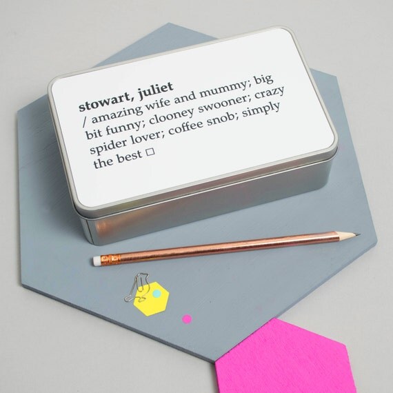 Dictionary Definition Tin Personalised Gift Storage Tin