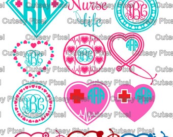 Nurse monogram Svg cutting file, nurse Desings SVG, DXF, Cricut Design Space, nurse avg, Silhouette Studio,Digital Cut Files, nurse svg