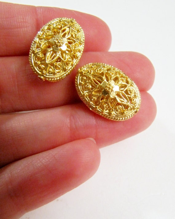 Gold vermeil bead 20x14mm BIG large focal filigree granulated
