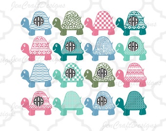 Turtle SVG Monogram Frame, beach Svg Cut Files, SVG, dxf, ai, eps, png Monogram SVG Cricut Design Space,Silhouette, Digital Cut Files,