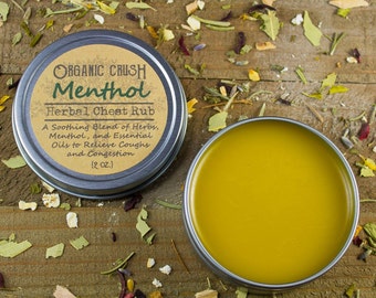 MENTHOL Herbal Chest Rub | Natural Vapor Rub | Congestion Relief | Menthol Chest Balm | Herbal Chest Balm